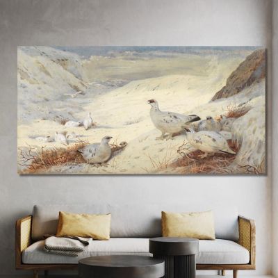 Ptarmigan In Winter Plumage Archibald Thorburn ath85 canvas print 