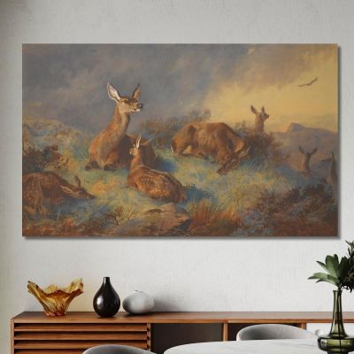 The Watchful Hinds Archibald Thorburn ath104 canvas print 
