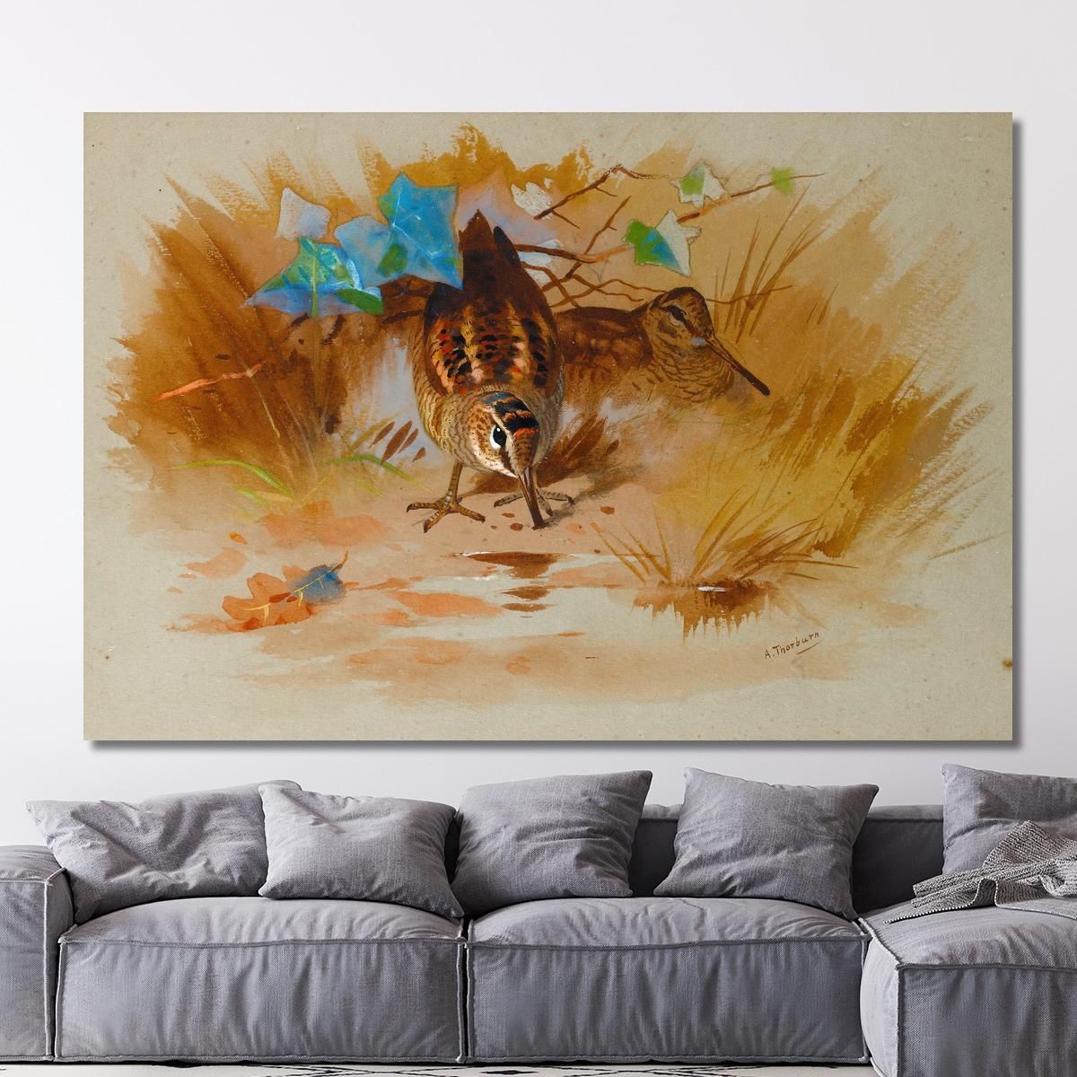 Woodcock In A Sandy Hollow Archibald Thorburn ath113 canvas print 