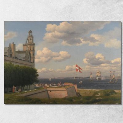 A View Towards The Swedish Coast From The Ramparts Of Kronborg Castle Christoffer Wilhelm Eckersberg cwe10 canvas print 