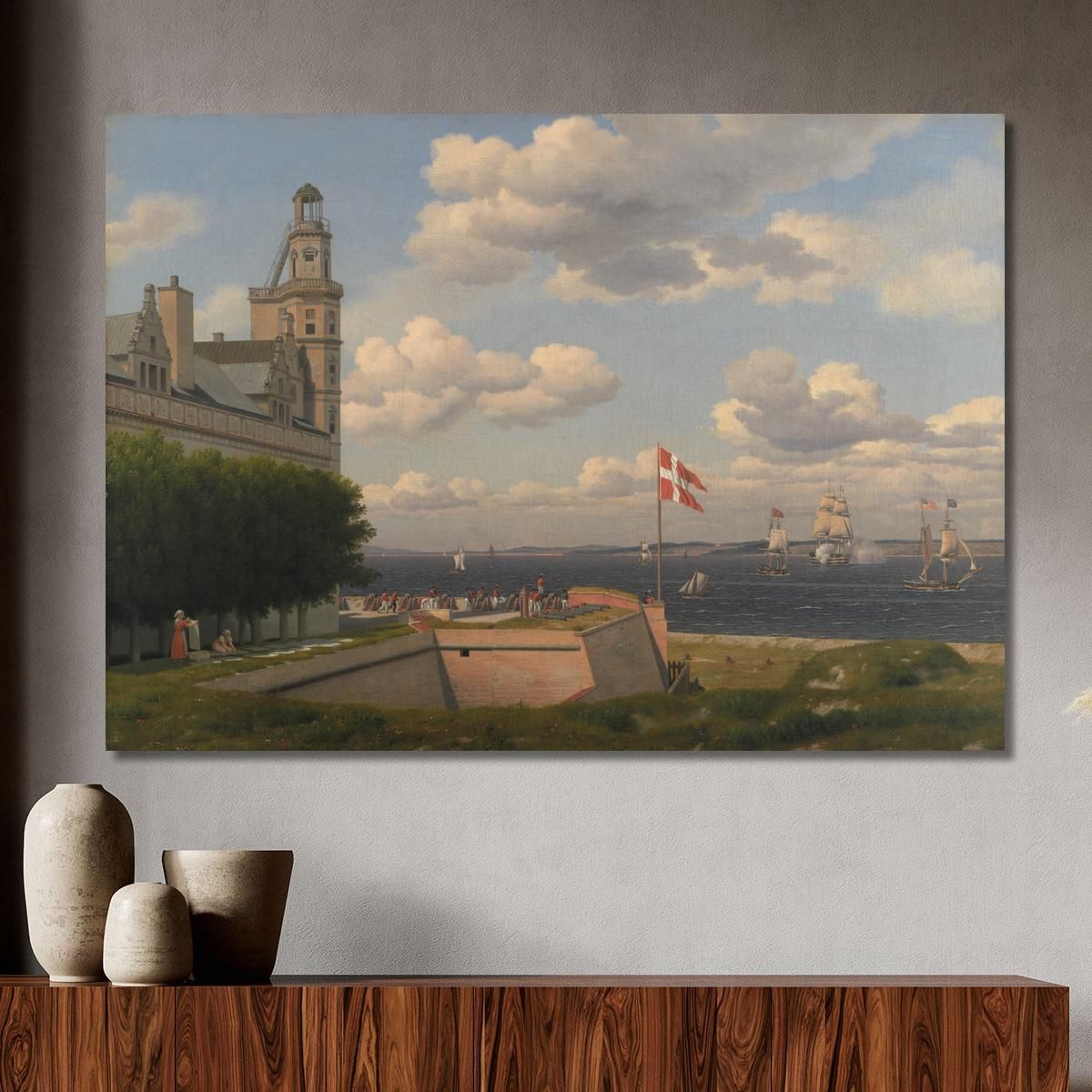 A View Towards The Swedish Coast From The Ramparts Of Kronborg Castle Christoffer Wilhelm Eckersberg cwe10 canvas print 