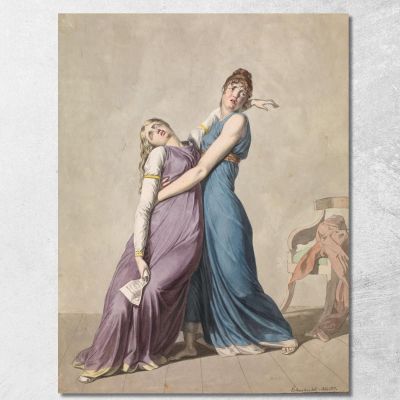 A Woman Supporting Another Woman Who Has Fainted Upon Reading A Letter Christoffer Wilhelm Eckersberg cwe11 canvas print 