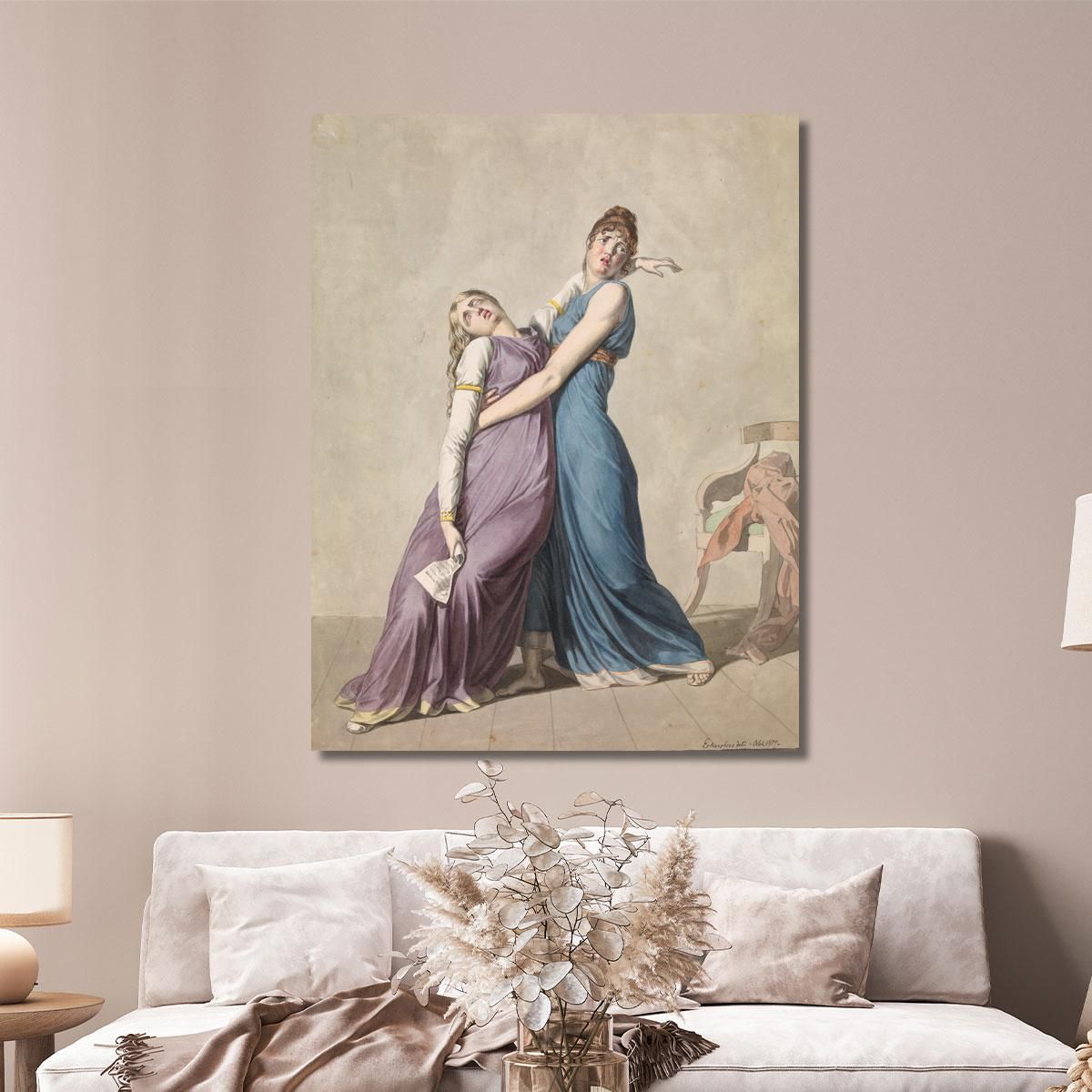 A Woman Supporting Another Woman Who Has Fainted Upon Reading A Letter Christoffer Wilhelm Eckersberg cwe11 canvas print 