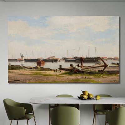 Part Of Nyholm With The Crane And Some Warships Christoffer Wilhelm Eckersberg cwe42 canvas print 