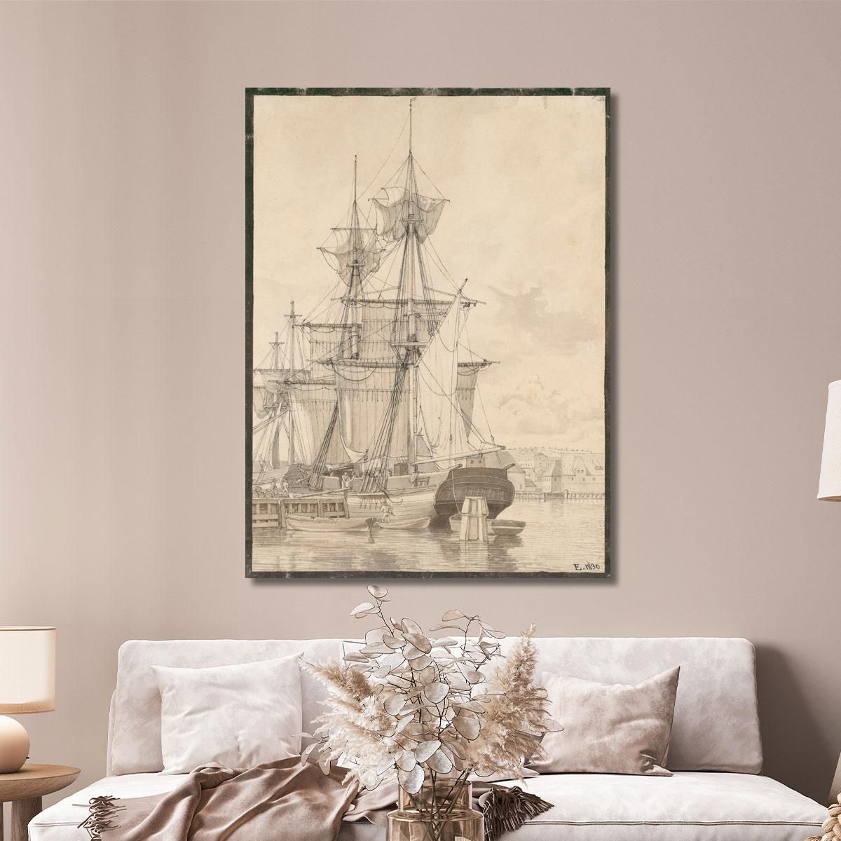 Sailing Vessels At Wilders Plads Copenhagen Christoffer Wilhelm Eckersberg cwe57 canvas print 