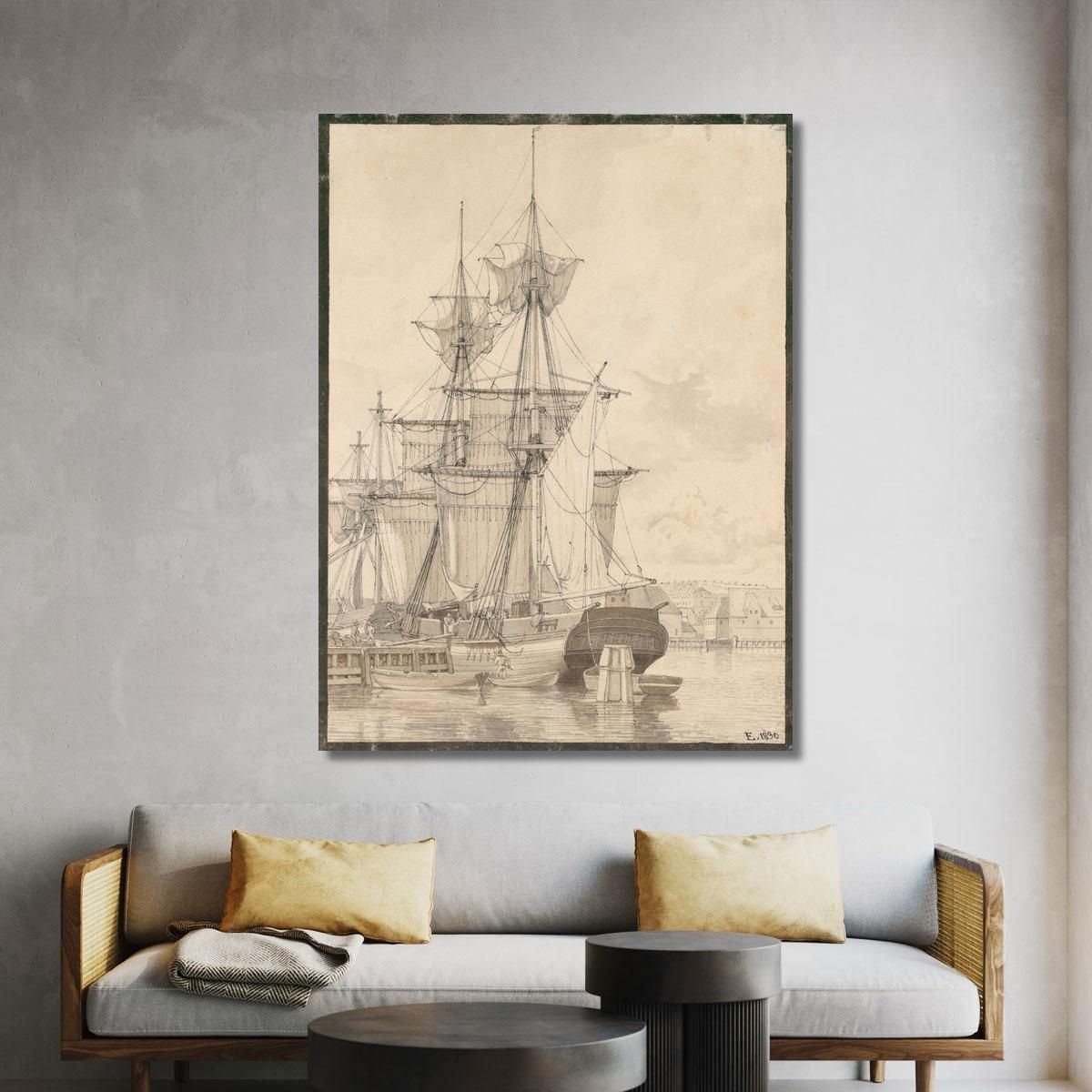 Sailing Vessels At Wilders Plads Copenhagen Christoffer Wilhelm Eckersberg cwe57 canvas print 