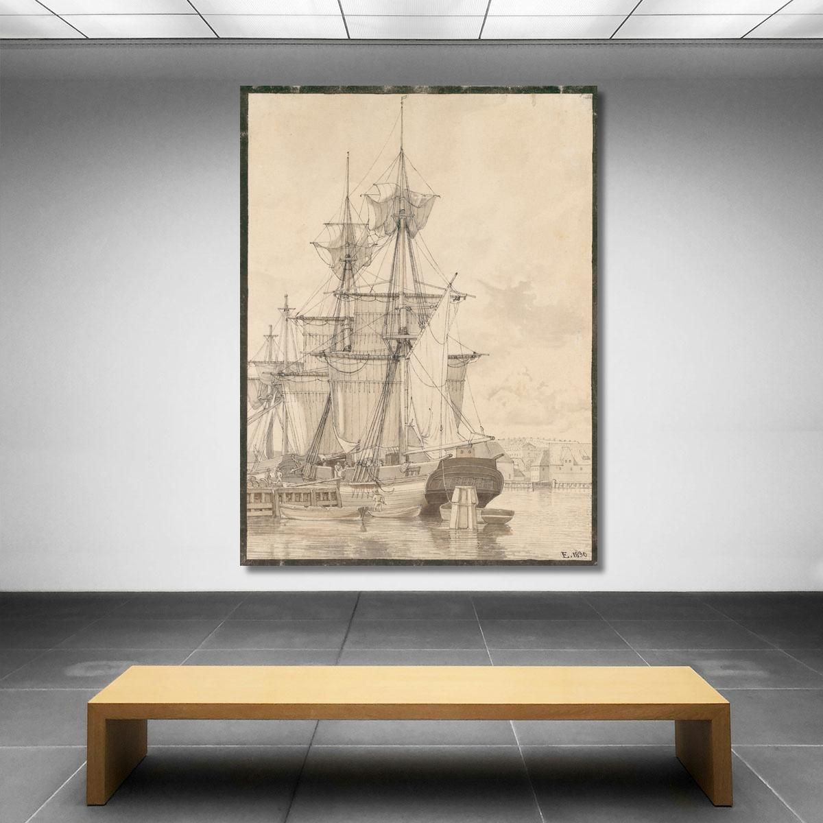 Sailing Vessels At Wilders Plads Copenhagen Christoffer Wilhelm Eckersberg cwe57 canvas print 