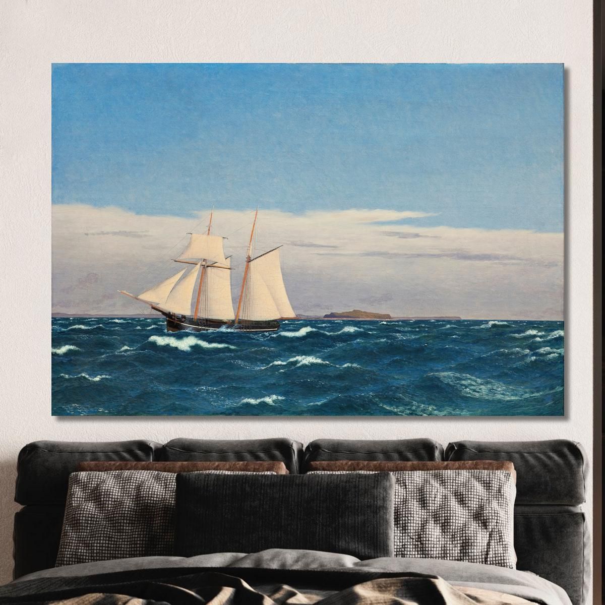 Seascape With The Island Of Hjelm And The Coast Of Jutland Christoffer Wilhelm Eckersberg cwe59 canvas print 
