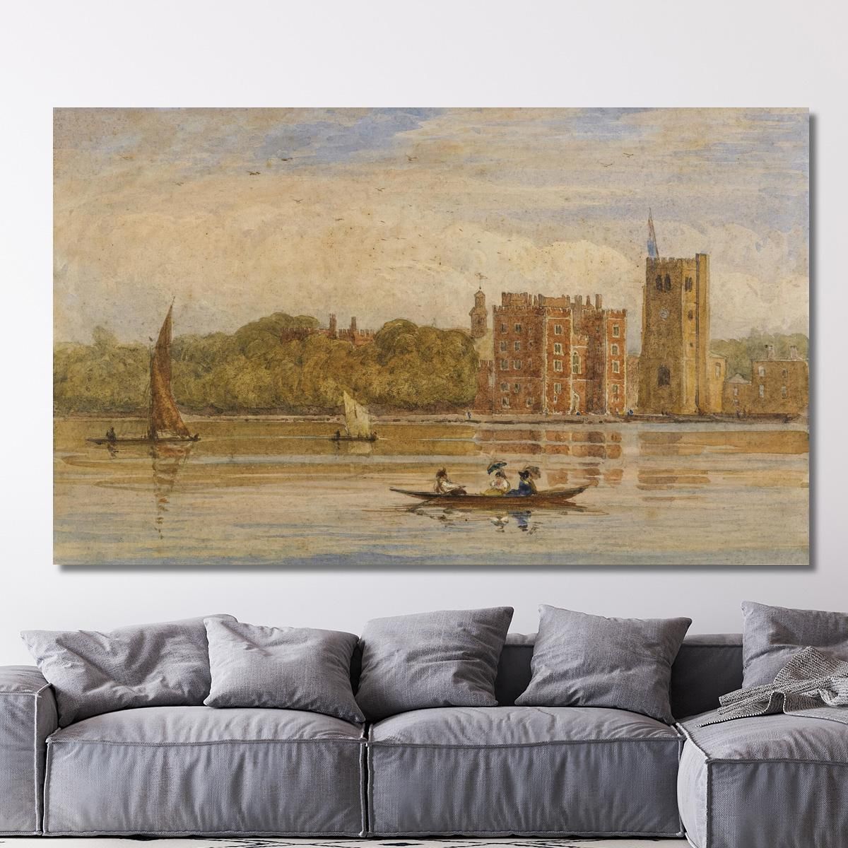 Boating Before Lambeth Palace London David Cox dcx7 canvas print 