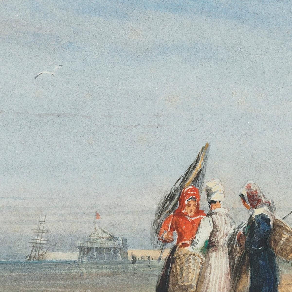 Calais Beach With Shrimpers And A Dog David Cox dcx8 canvas print