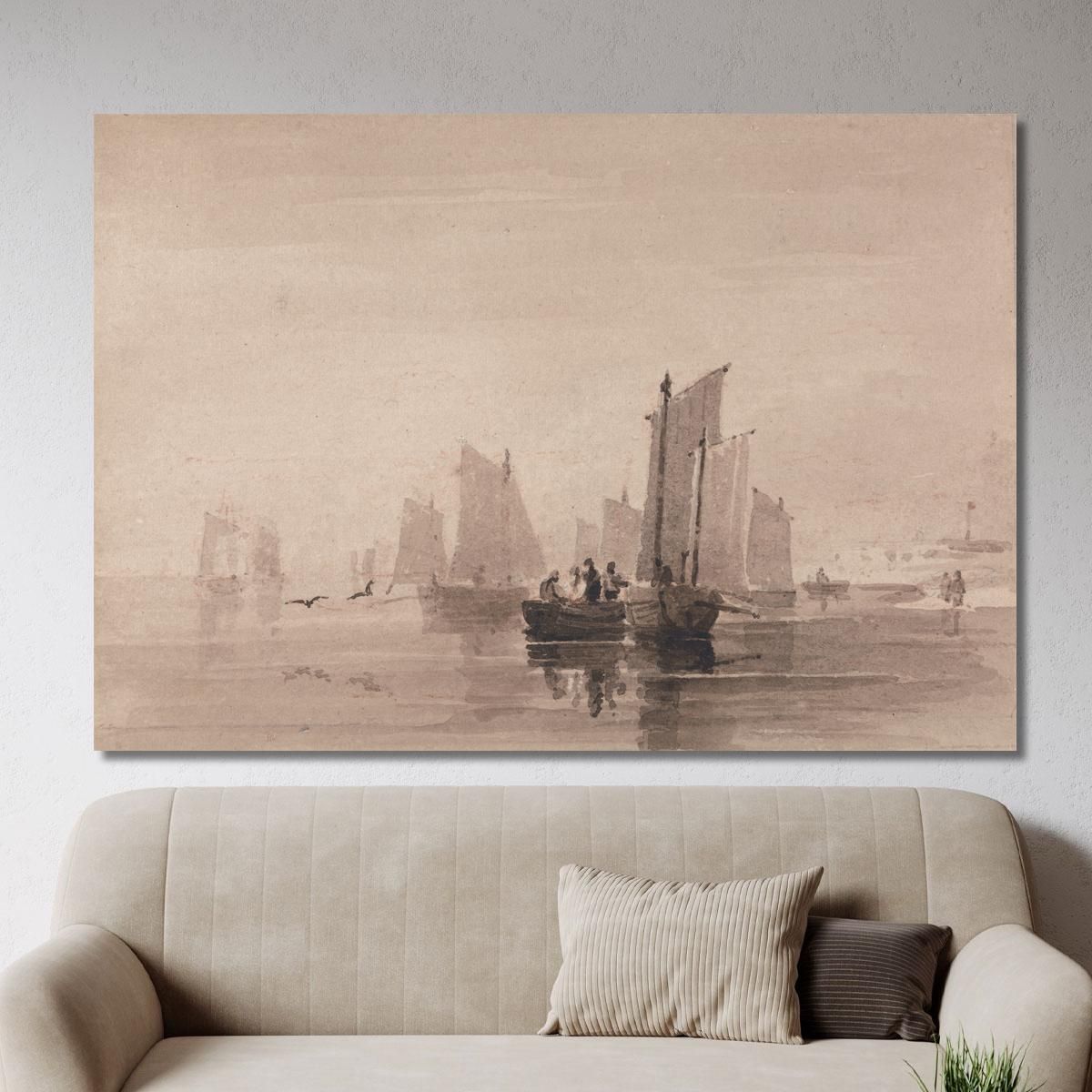 Fishing Off Hastings David Cox dcx16 canvas print 