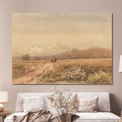 Horseman On A Track Near Bolsover Castle Derbyshire David Cox dcx25 canvas print 