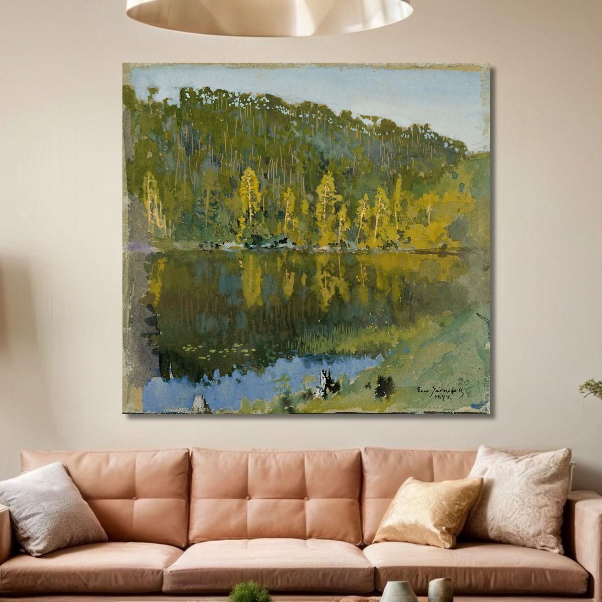 Forest Pond Landscape Study Eero Järnefelt ejr8 canvas print 