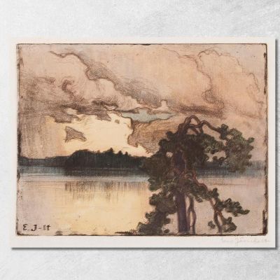 Lake Landscape At Sunset Eero Järnefelt ejr18 canvas print 