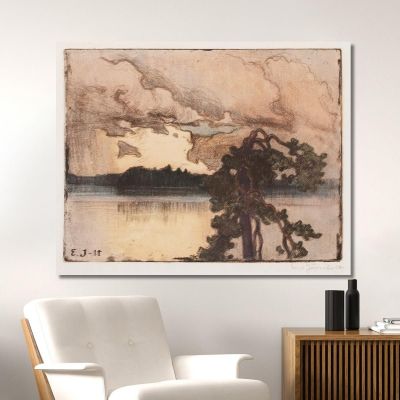 Lake Landscape At Sunset Eero Järnefelt ejr18 canvas print 