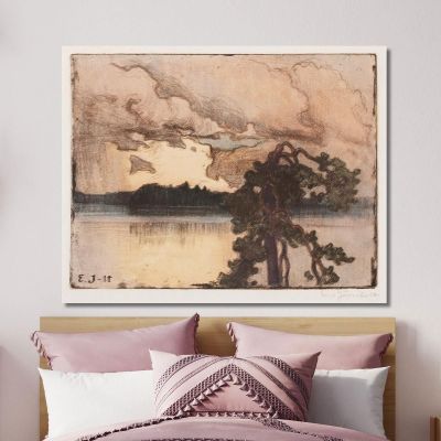 Lake Landscape At Sunset Eero Järnefelt ejr18 canvas print 