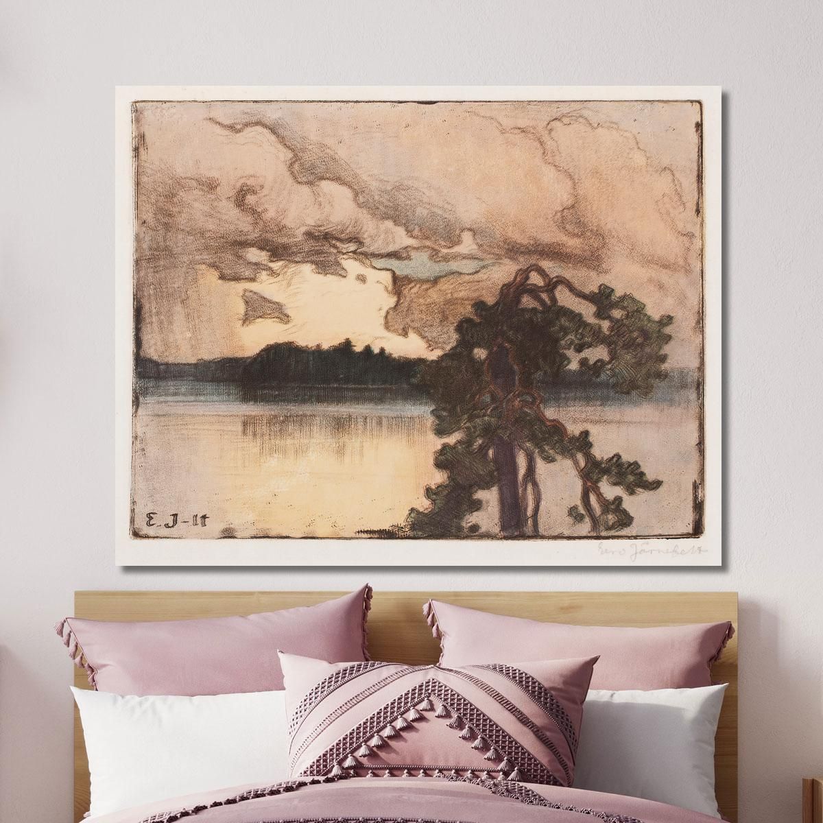 Lake Landscape At Sunset Eero Järnefelt ejr18 canvas print 