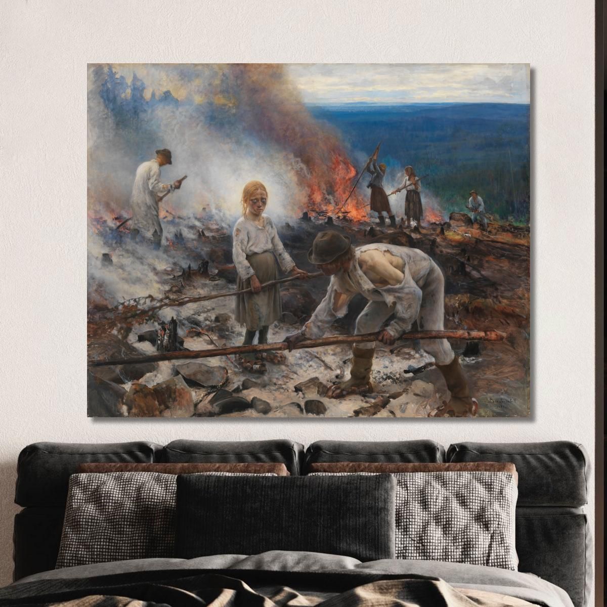 Under The Yoke Burning The Brushwood Eero Järnefelt ejr38 canvas print 