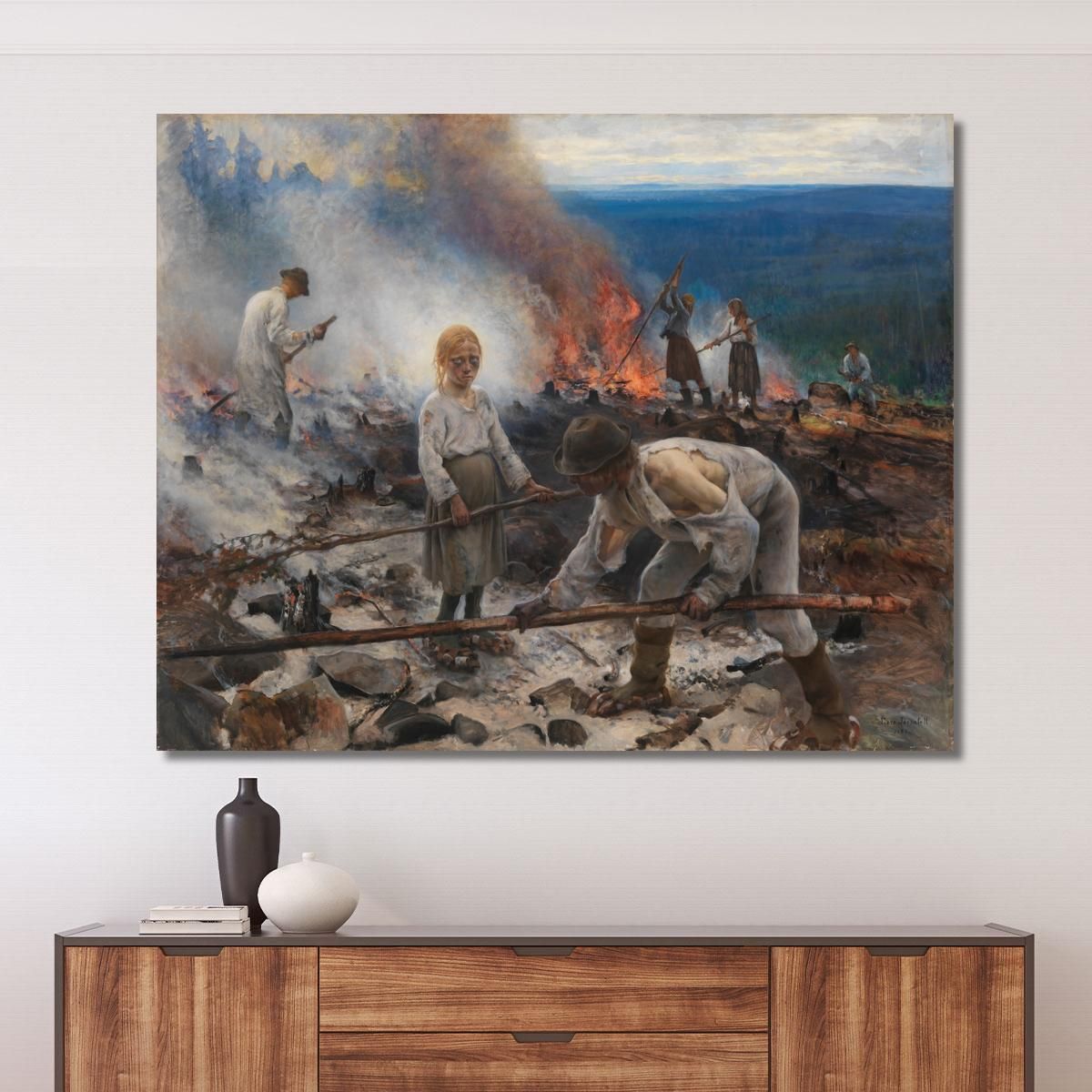 Under The Yoke Burning The Brushwood Eero Järnefelt ejr38 canvas print 