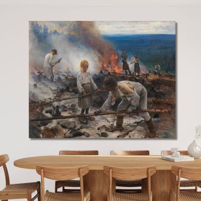 Under The Yoke Burning The Brushwood Eero Järnefelt ejr38 canvas print 