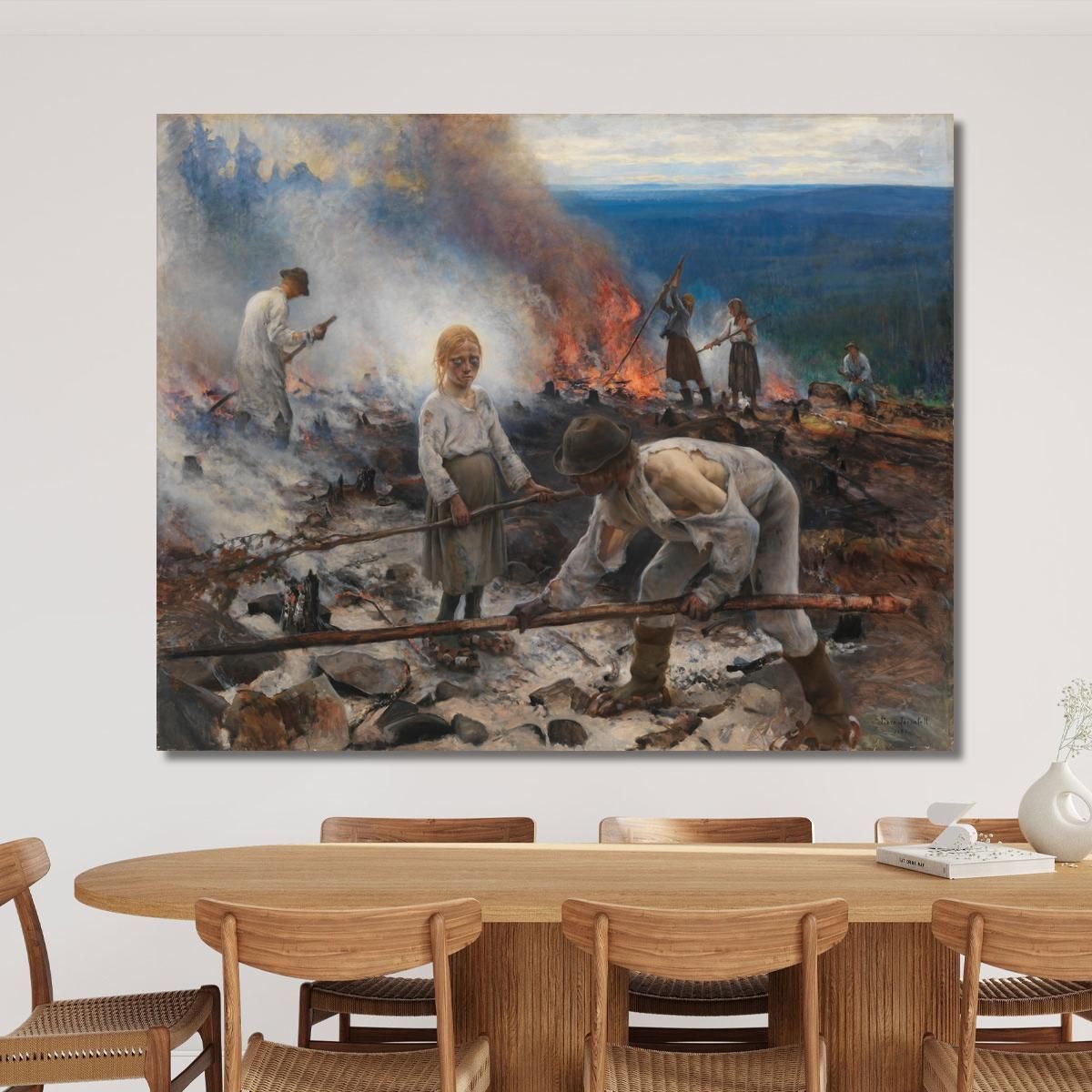 Under The Yoke Burning The Brushwood Eero Järnefelt ejr38 canvas print 