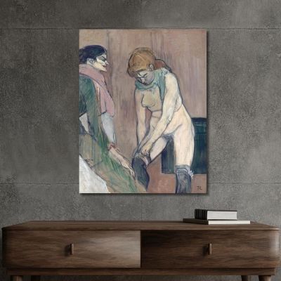 Woman Pulling Up Her Stocking Henri de Toulouse-Lautrec htl39 canvas print 
