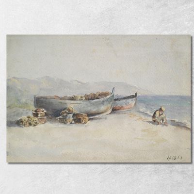Fishing Boats On The Shore Hercules Brabazon Brabazon hbb26 canvas print 