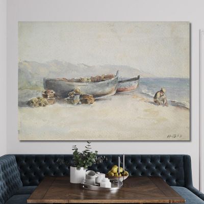 Fishing Boats On The Shore Hercules Brabazon Brabazon hbb26 canvas print 