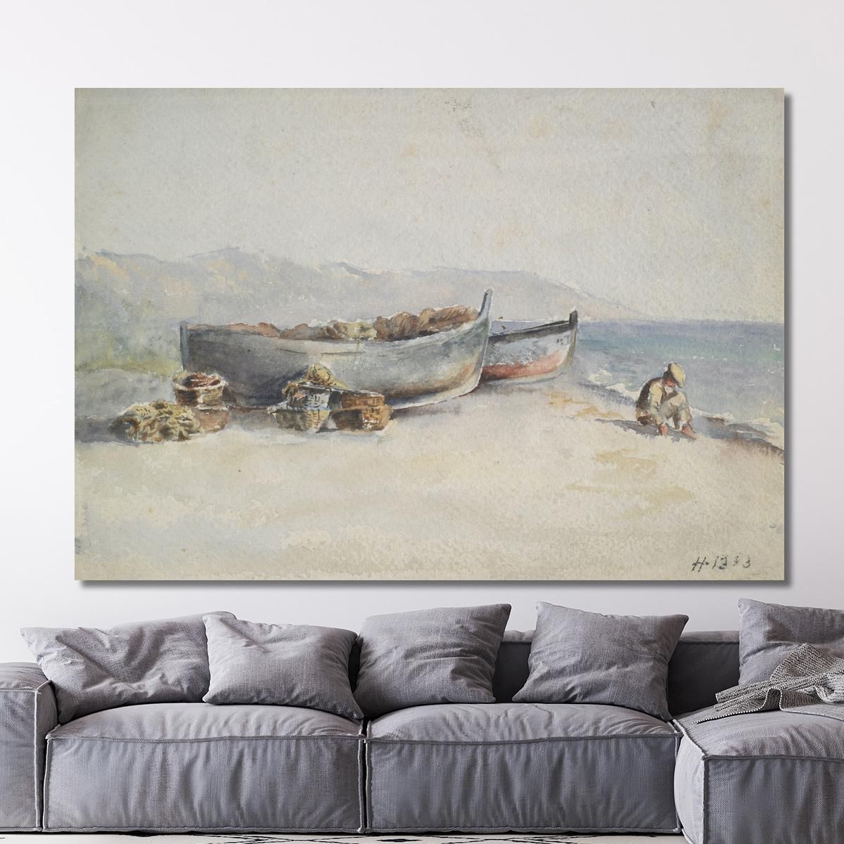 Fishing Boats On The Shore Hercules Brabazon Brabazon hbb26 canvas print 