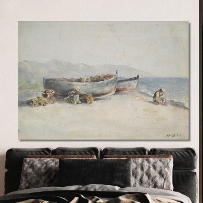Fishing Boats On The Shore Hercules Brabazon Brabazon hbb26 canvas print 