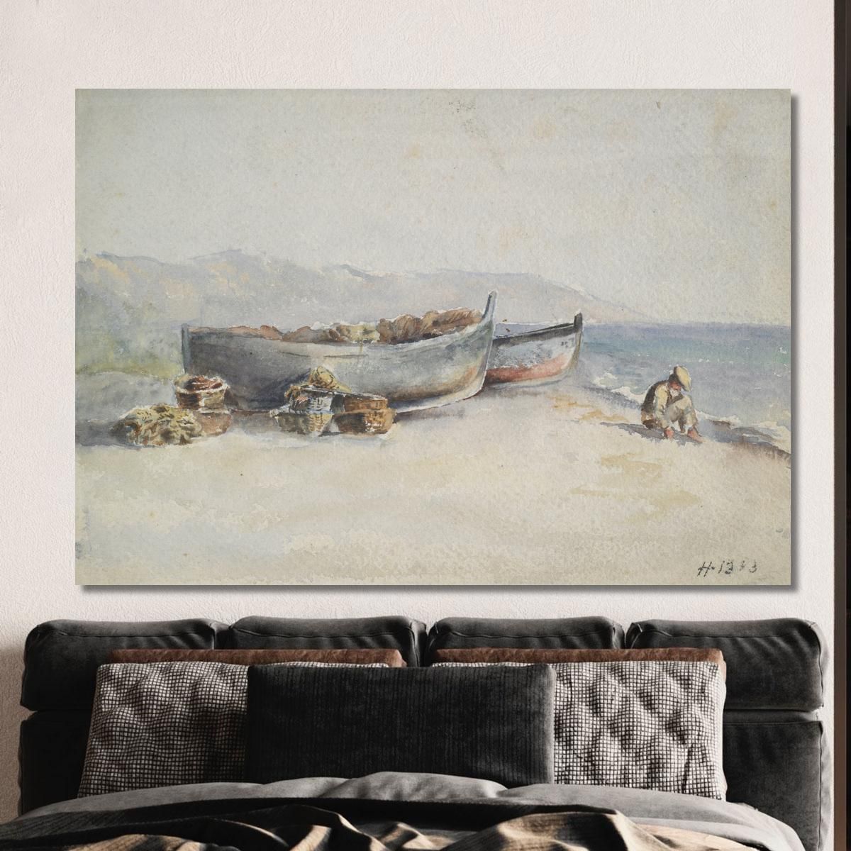 Fishing Boats On The Shore Hercules Brabazon Brabazon hbb26 canvas print 