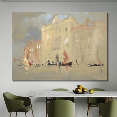 Gondolas Before A Palace On The Grand Canal In Venice Hercules Brabazon Brabazon hbb30 canvas print 