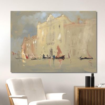 Gondolas Before A Palace On The Grand Canal In Venice Hercules Brabazon Brabazon hbb30 canvas print 