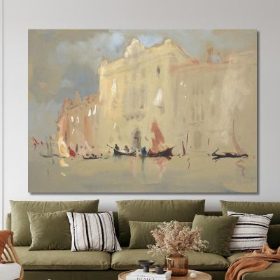 Gondolas Before A Palace On The Grand Canal In Venice Hercules Brabazon Brabazon hbb30 canvas print 