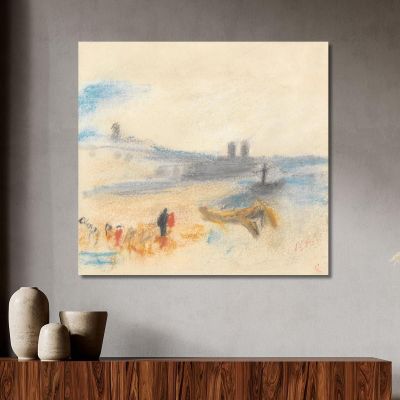 Port With Moored Steamship Hercules Brabazon Brabazon hbb45 canvas print 