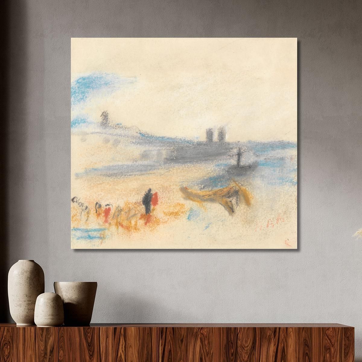 Port With Moored Steamship Hercules Brabazon Brabazon hbb45 canvas print 