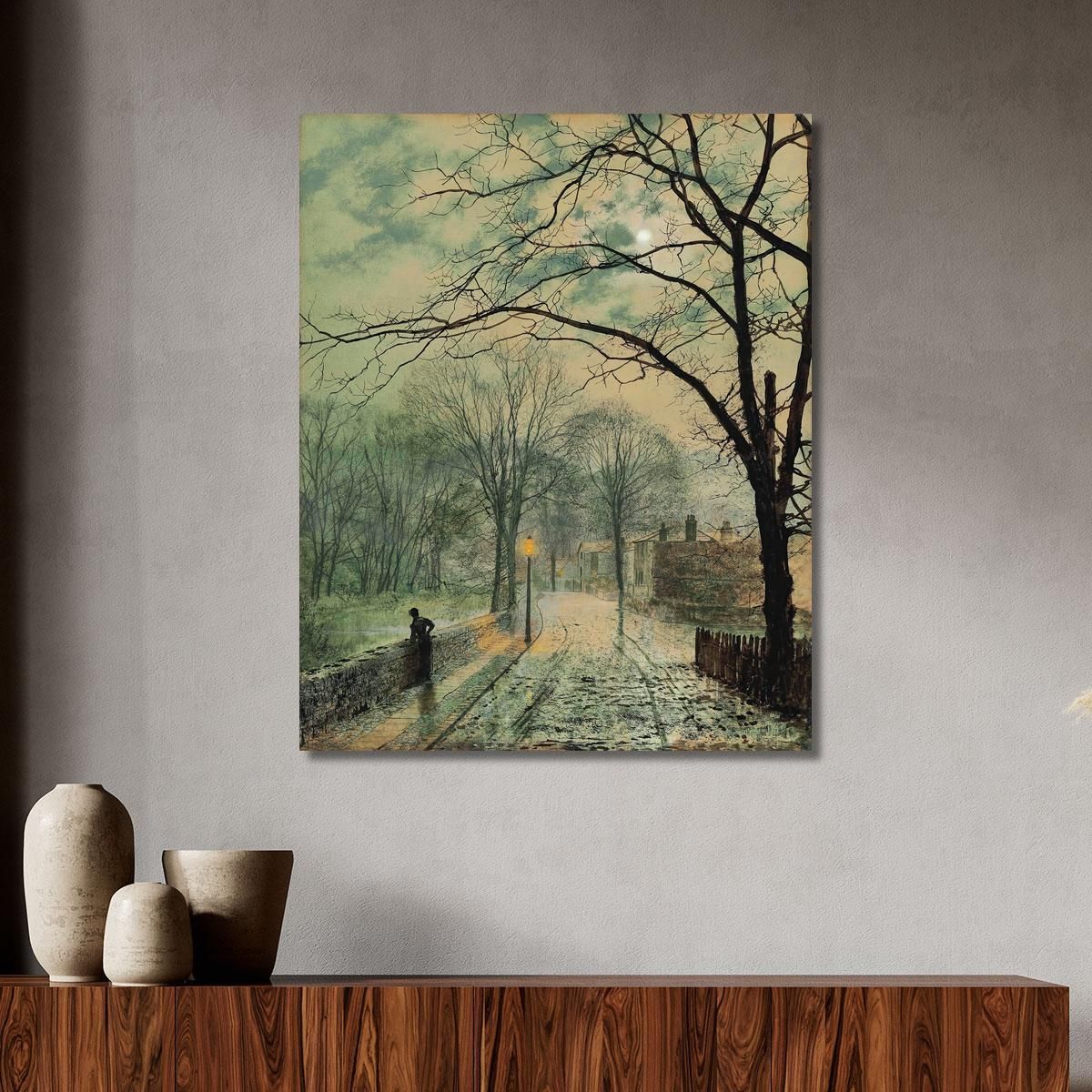 A Moonlit Stroll Bonchurch Isle Of Wight John Atkinson Grimshaw jag9 canvas print 