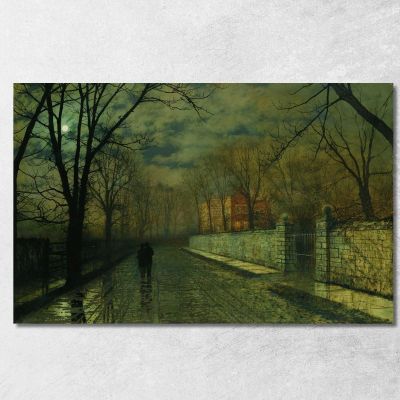 Figures In A Moonlit Lane After Rain John Atkinson Grimshaw jag28 canvas print 