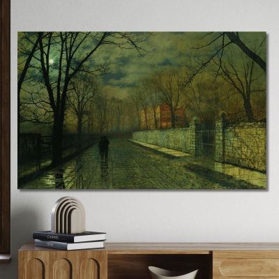 Figures In A Moonlit Lane After Rain John Atkinson Grimshaw jag28 canvas print 