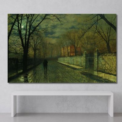 Figures In A Moonlit Lane After Rain John Atkinson Grimshaw jag28 canvas print 