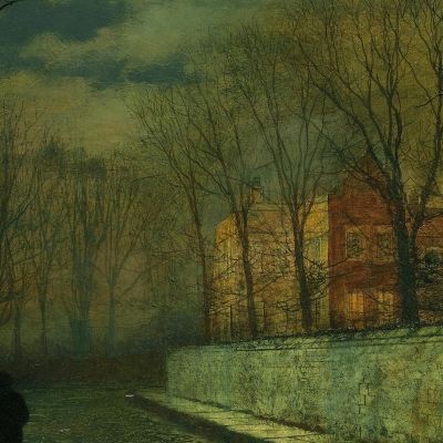 Figures In A Moonlit Lane After Rain John Atkinson Grimshaw jag28 canvas print