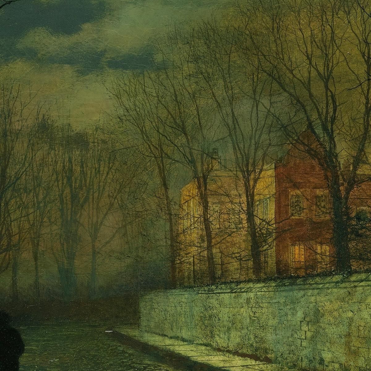 Figures In A Moonlit Lane After Rain John Atkinson Grimshaw jag28 canvas print