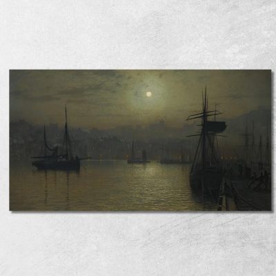 Old Scarborough Full Moon High Water John Atkinson Grimshaw jag52 canvas print 