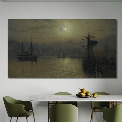 Old Scarborough Full Moon High Water John Atkinson Grimshaw jag52 canvas print 