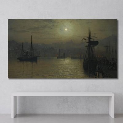 Old Scarborough Full Moon High Water John Atkinson Grimshaw jag52 canvas print 
