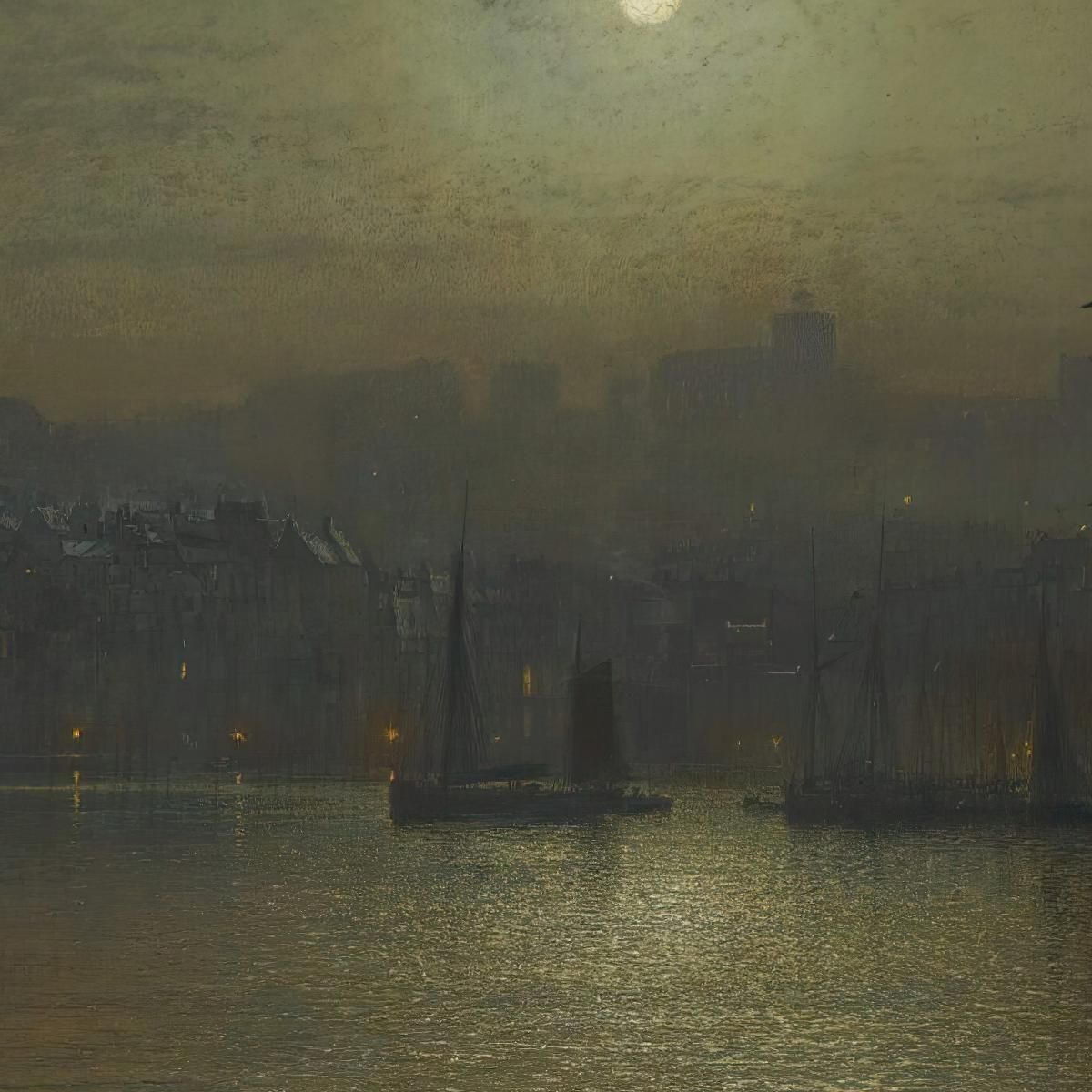 Old Scarborough Full Moon High Water John Atkinson Grimshaw jag52 canvas print