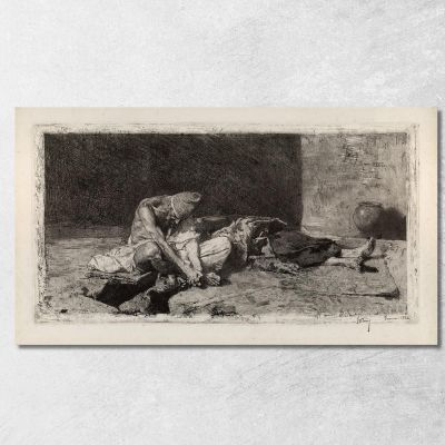 Arab Watching Over The Body Of A Friend Mariano Fortuny Marsal mfm8 canvas print 