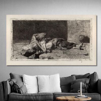 Arab Watching Over The Body Of A Friend Mariano Fortuny Marsal mfm8 canvas print 