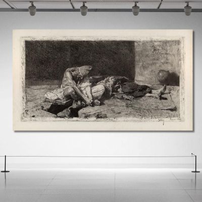 Arab Watching Over The Body Of A Friend Mariano Fortuny Marsal mfm8 canvas print 