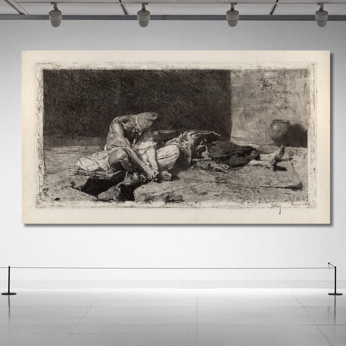 Arab Watching Over The Body Of A Friend Mariano Fortuny Marsal mfm8 canvas print 